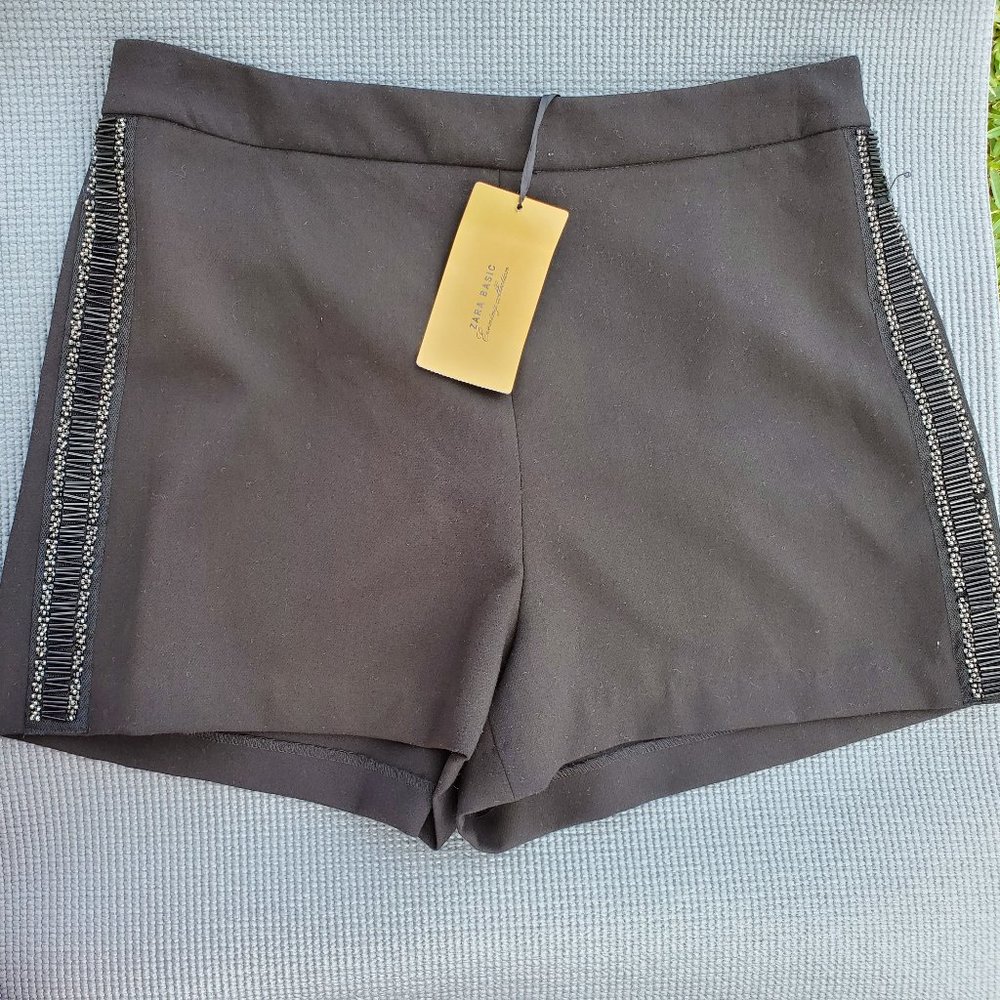 Zara Beaded Black Shorts